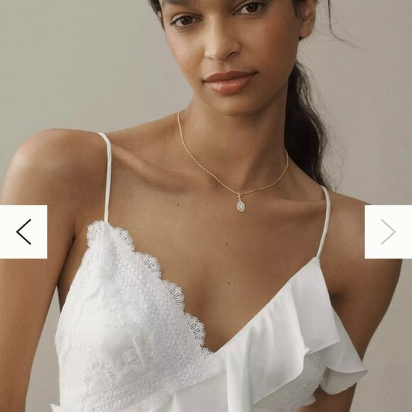 BRIDAL BHLDN V-Neck Tiered Ruffle Lace Satin Maxi Dress - Picture 3 of 5